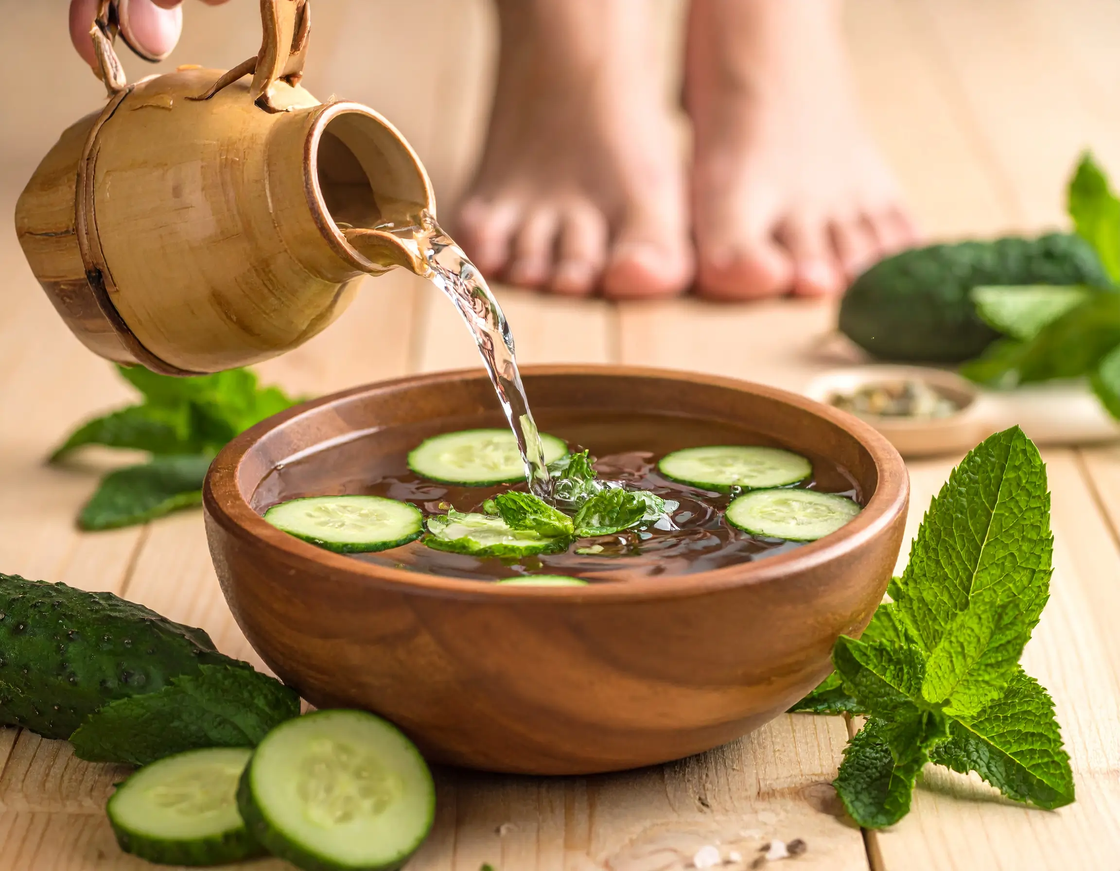 Natural holistic foot care utilizing pure water and herbal remedies